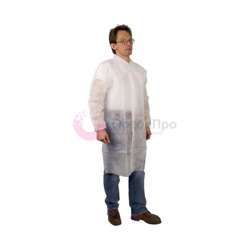 Детский халат на липучках белый 16090 ЦБ ЛПр3, 20 г/м2